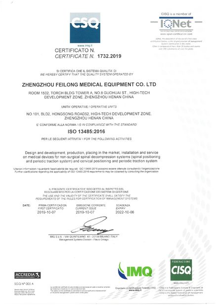 China Zhengzhou Feilong Medical Equipment Co., Ltd Zertifizierungen